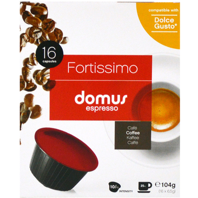 Domus Fortíssimo - Cápsulas de café compatíveis com máquinas Dolce Gusto